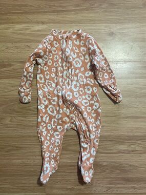 Old Navy Peach and White Leopard-Print Footed One-Piece